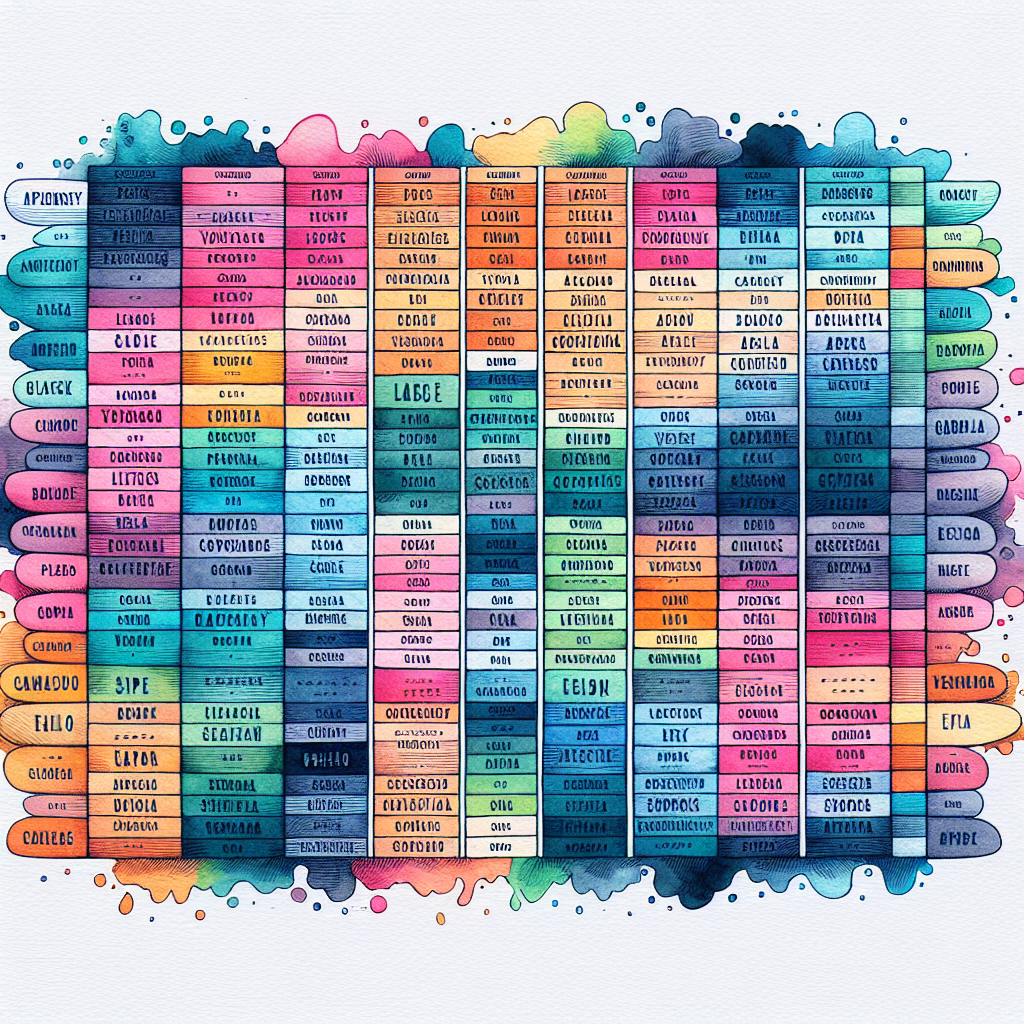 Vocabulary Table