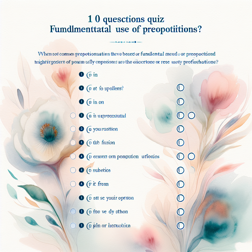 10 MCQS quiz on the very basic usage of prepositions